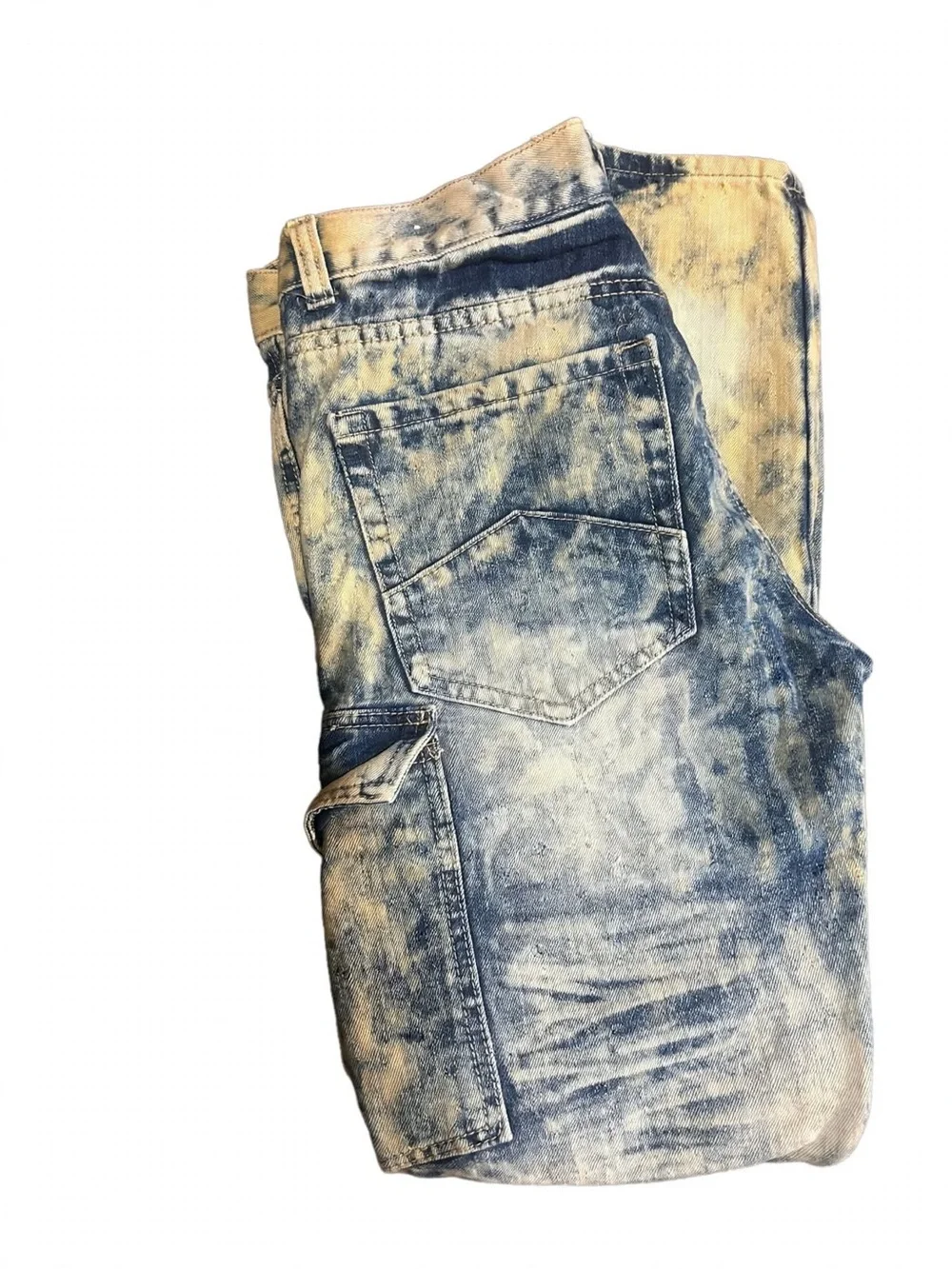 Men's  Lion Dynasty Distressed Acid-Wash Blue Jeans Slim Fit Unisex